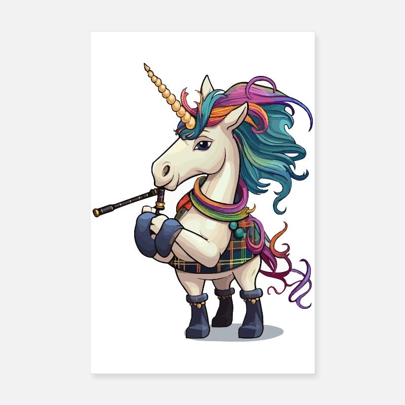 Cornemuses Licorne Colorées Poster 20 x 30 cm