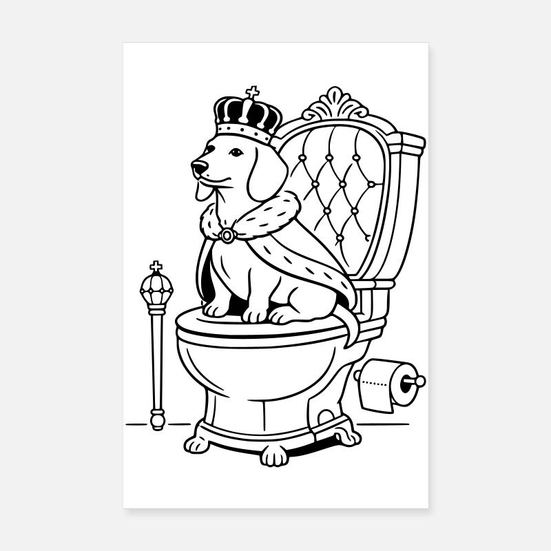 dackel thron toilette line art Poster 20x30 cm