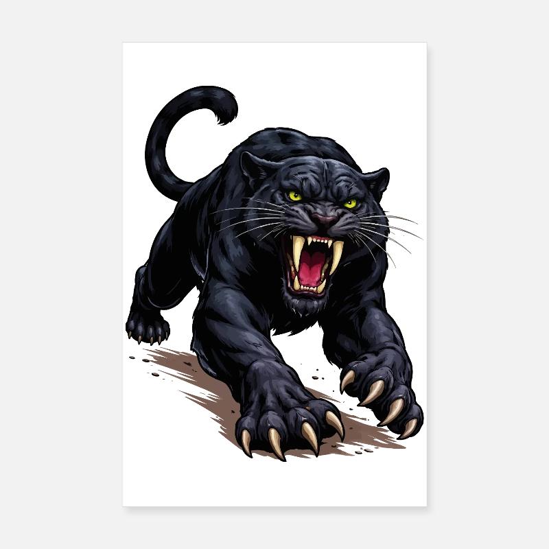 Schwarzer Panther Angriff Poster 20x30 cm