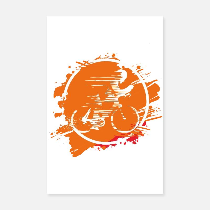 Radfahrer im orangefarbenen Spritzer Poster 20x30 cm