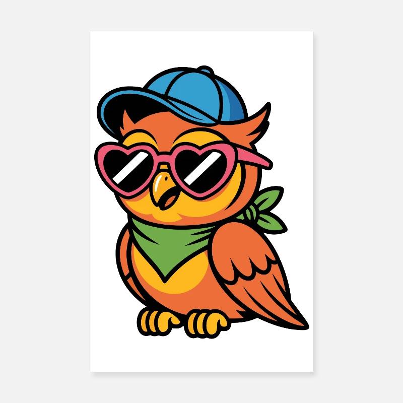 Funny owl with sunglasses Poster 8" x 12" (20x30 cm)