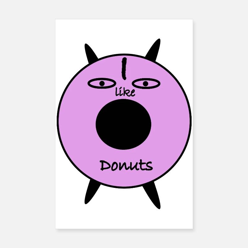 T-shirt graphique visage en beignet violet - Poster 20 x 30 cm - blanc
