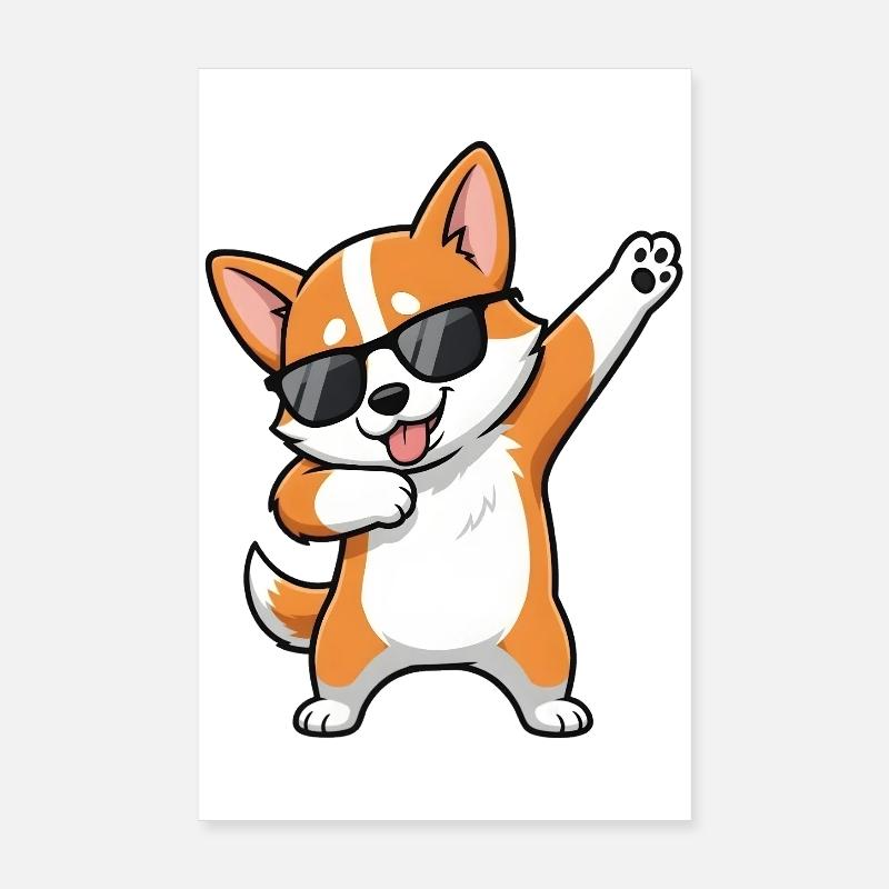 Dab Corgi Poster 20 x 30 cm