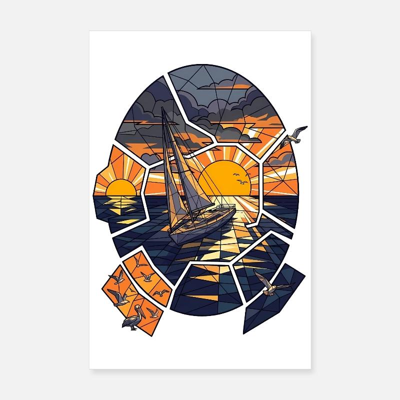 Sailboat at sunset Poster 8" x 12" (20x30 cm)