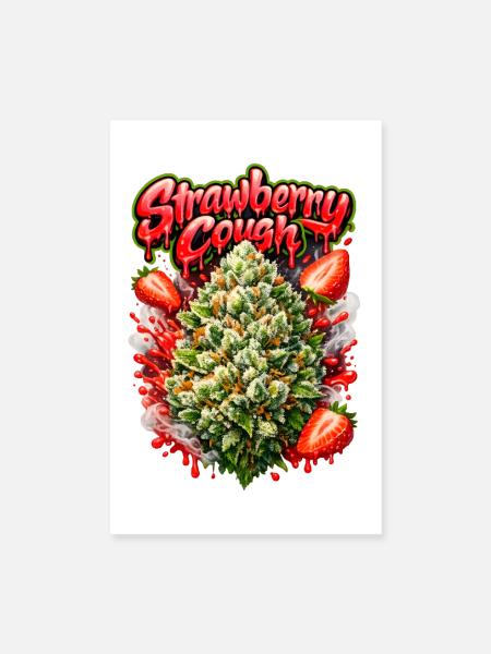 Erdbeer-Husten-Graffiti-Druck - Poster 20x30 cm - Weiß - Vorne