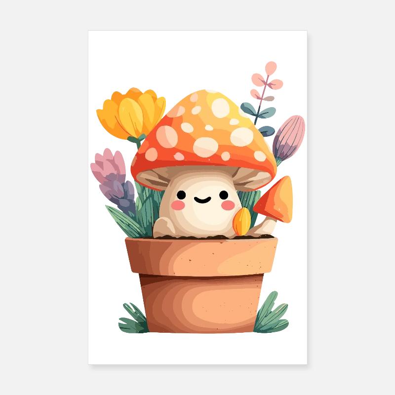 Petit ami champignon dans un pot de fleurs Poster 20 x 30 cm