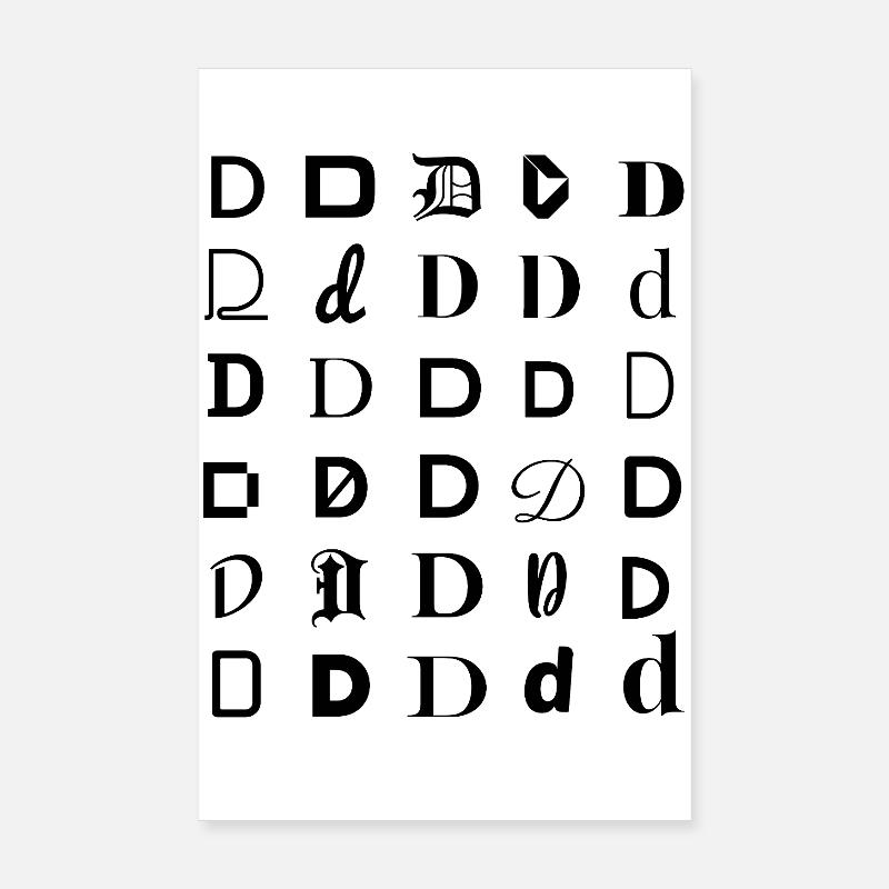 Typographie : design de mosaïque de lettres D. Poster 20 x 30 cm