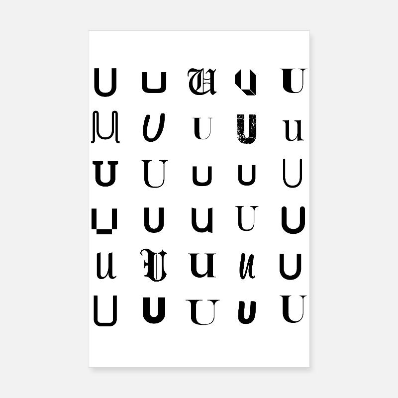 Typography U monogram letter mosaic design. Poster 8" x 12" (20x30 cm)