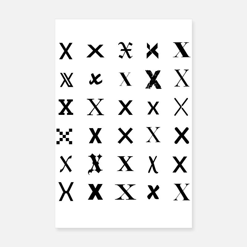 Typografie X Monogramm-Buchstabenmosaikdesign Poster 20x30 cm