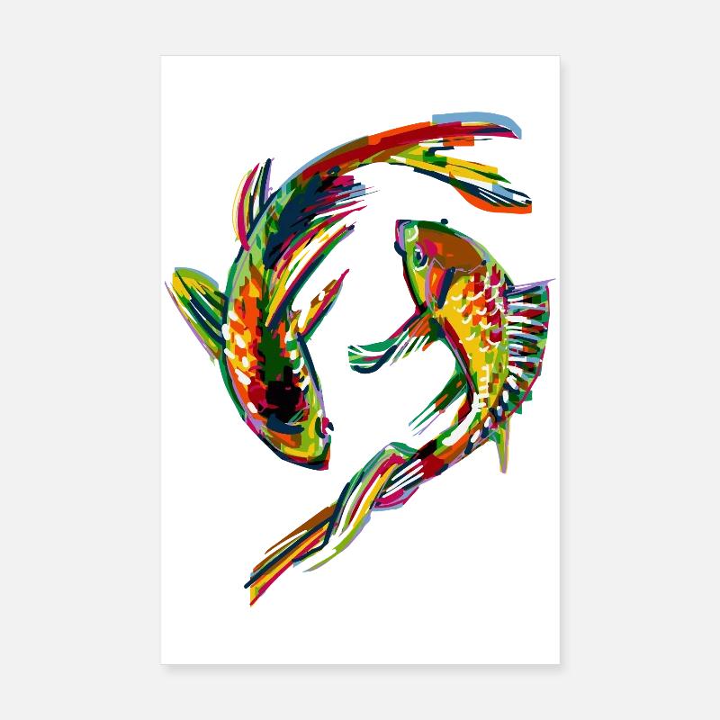 Carpe colorée Poster 20 x 30 cm