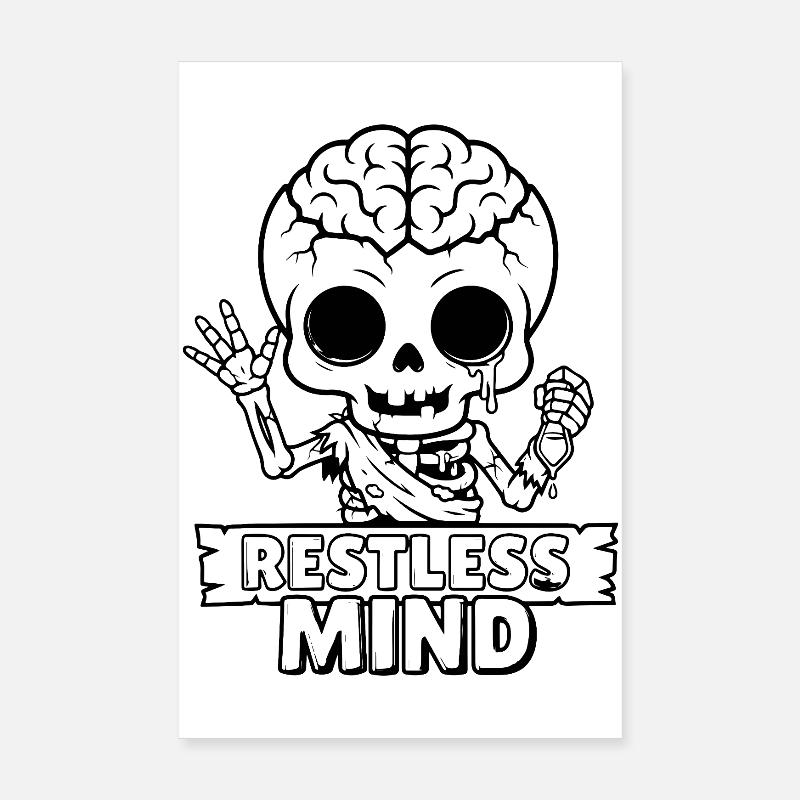 Restless Mind Skull Skull Psychology Poster 8" x 12" (20x30 cm)