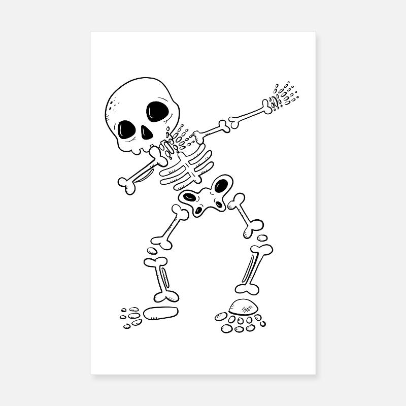 Funny Dab Dance Skeleton I Bones I Halloween Poster 8" x 12" (20x30 cm)