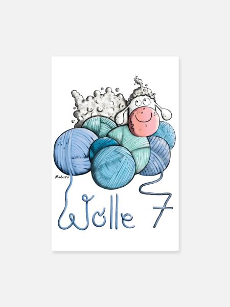 Schaf auf Wolle 7 - Poster 20x30 cm - Weiß - Vorne
