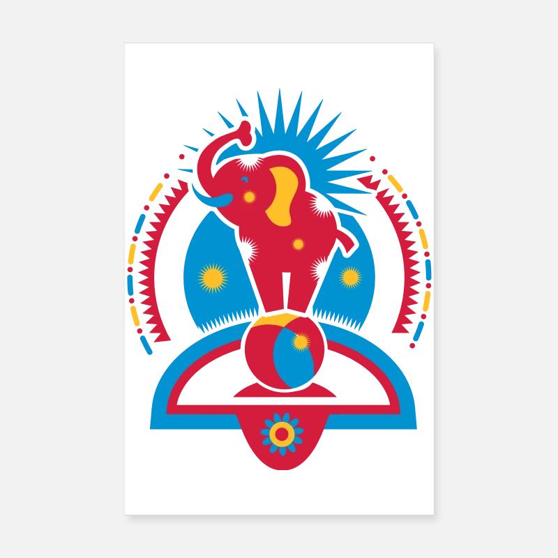 Ein Zirkuselefant auf einen Ball in der Manege Poster 20x30 cm