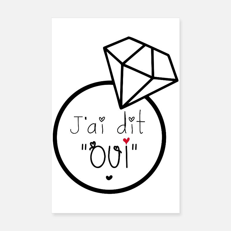 JaiditOui Engagement Romantique - Poster 20 x 30 cm - blanc