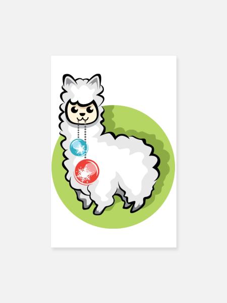 alpaca xmas balls christmas lama symbol Alpaka - Poster 20x30 cm - Weiß - Vorne