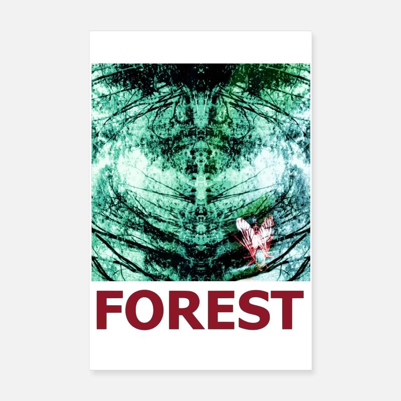 Reflet de la forêt et papillon Poster 20 x 30 cm