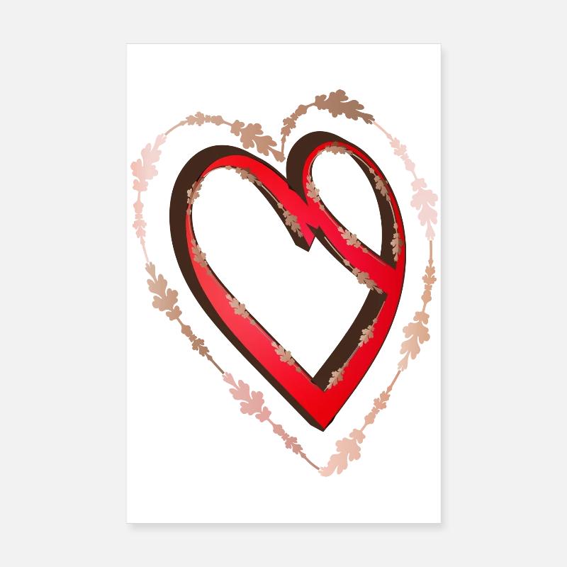 nostalgic red calligraphy heart Poster 8" x 12" (20x30 cm)