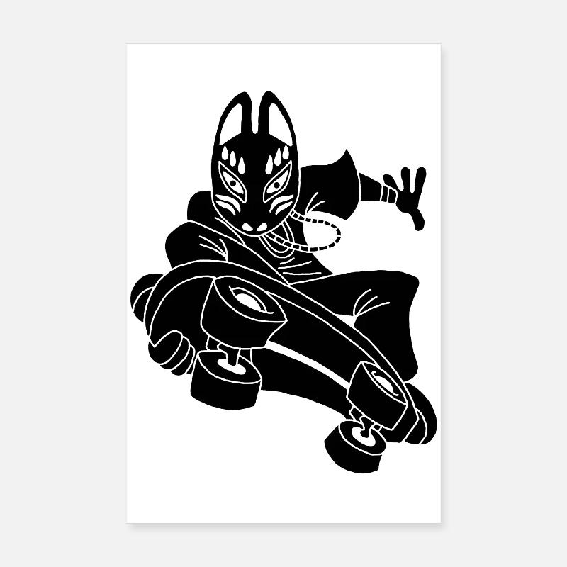 Strange black fox on skateboarding Poster 8" x 12" (20x30 cm)