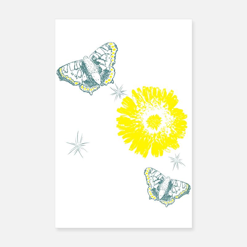 Blumen Chrysanthemen Schmetterlinge Sommer Poster 20x30 cm