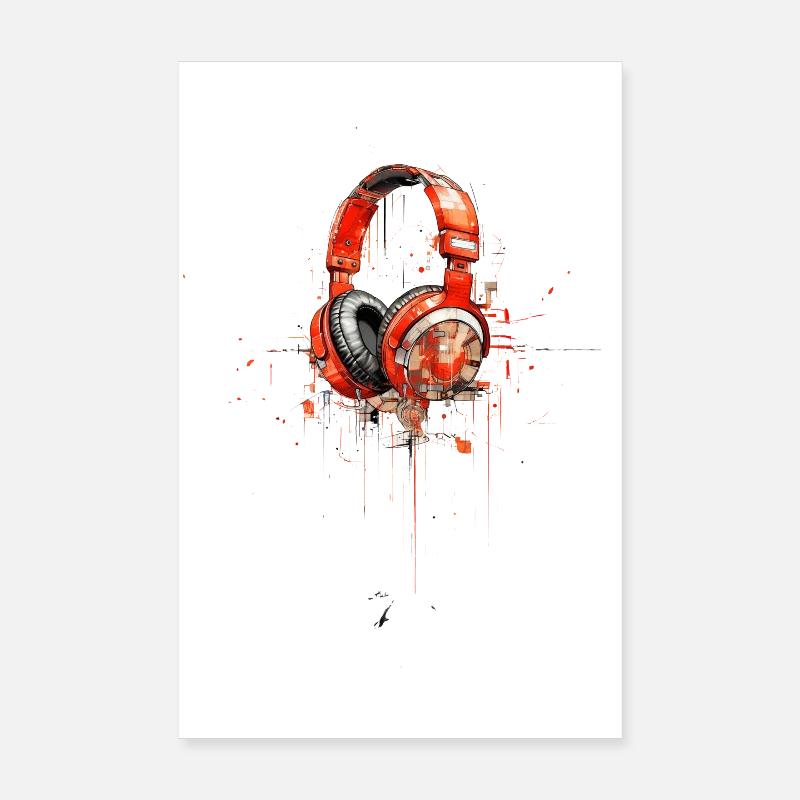 Kopfhörer Musik Comic Poster 20x30 cm