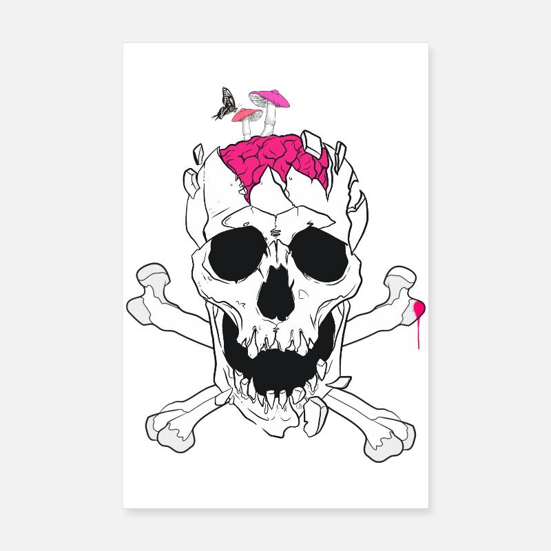 Champignon cérébral - Poster 20 x 30 cm - blanc