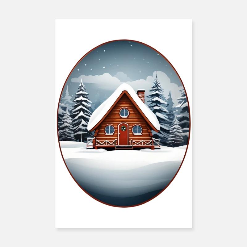 Maison en bois, cabane de Noël Poster 20 x 30 cm