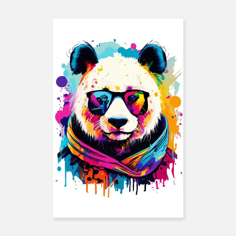 Panda Coloré - Panda Ours Multicolore - Panda Bear Poster 20 x 30 cm