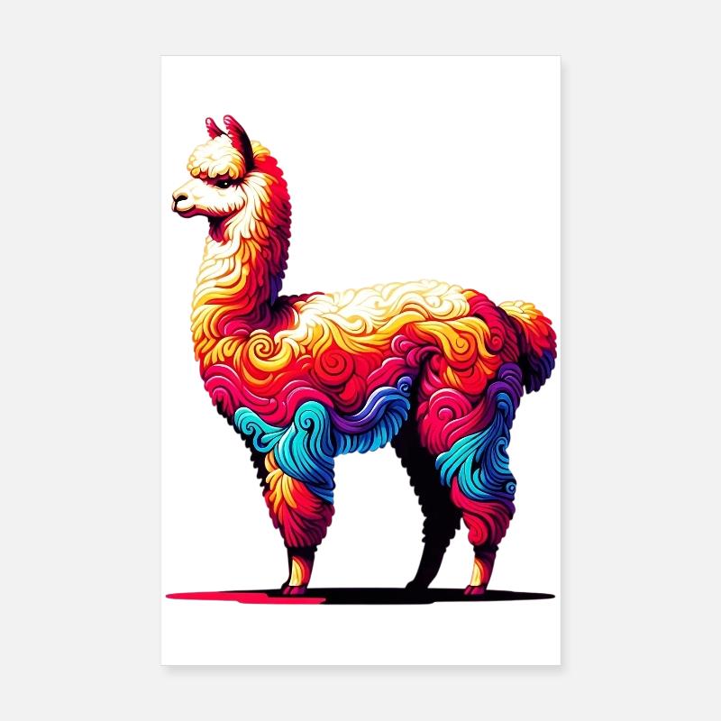 Alpaka - Poster 20x30 cm - Weiß