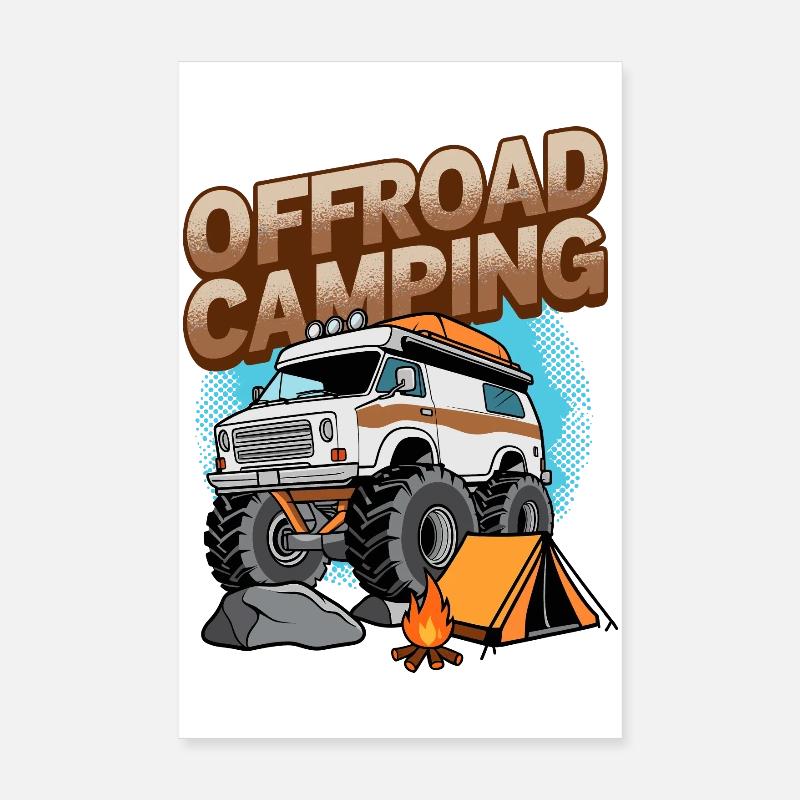 Offroad Camping - Poster 20x30 cm - Weiß