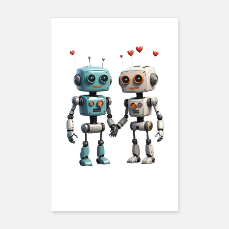 Roboter Pärchen Poster 20x30 cm