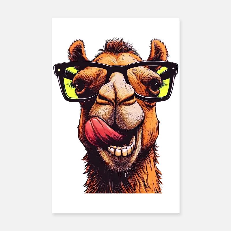Kamel mit Sonnenbrille Poster 20x30 cm