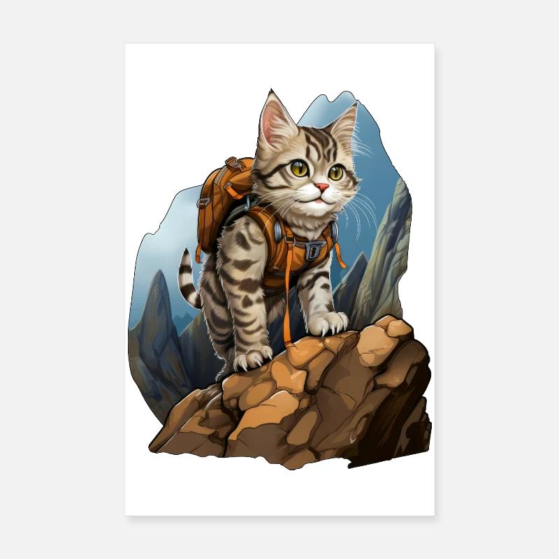 Katzen Bergsteiger / Wandern Katze Poster 20x30 cm