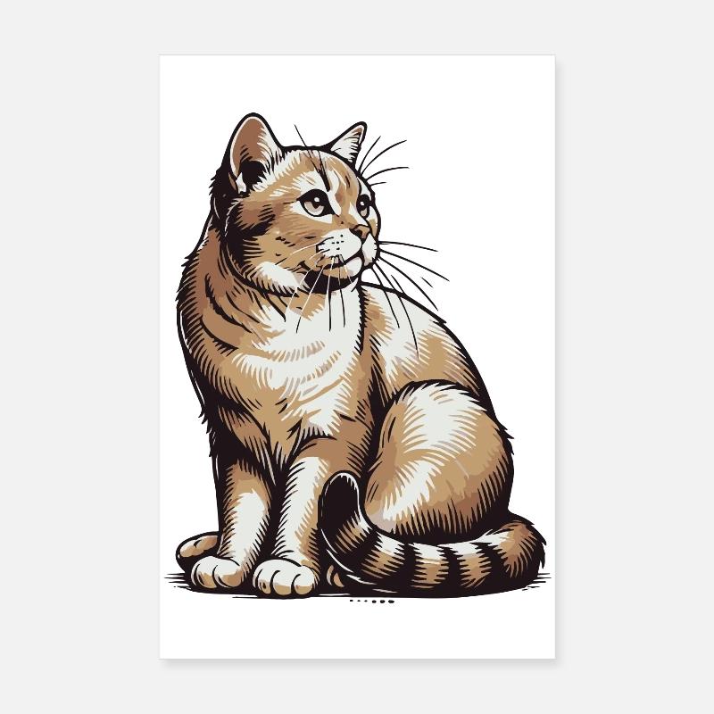 Katze - Poster 20x30 cm - Weiß