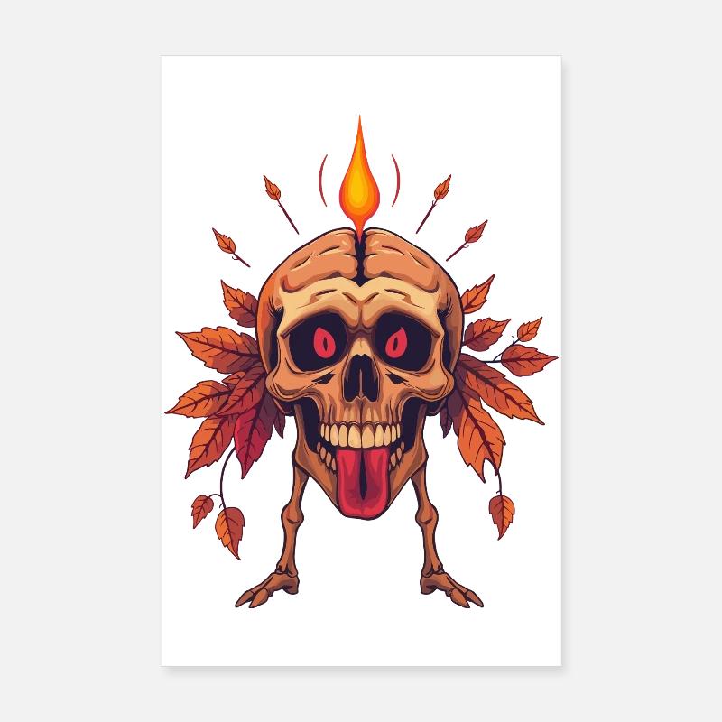 Crâne avec bougie Poster 20 x 30 cm