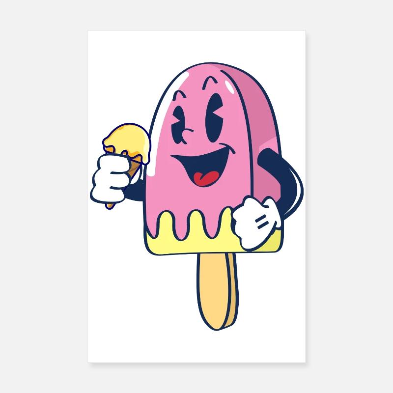 Fröhlicher Kindereis Charakter Eiscreme Eis Poster 20x30 cm
