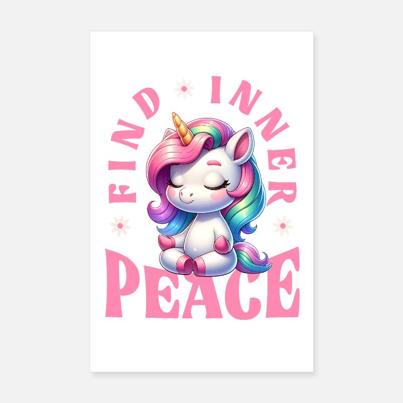 Find Inner Peace Unicorn Yoga Poster 8" x 12" (20x30 cm)