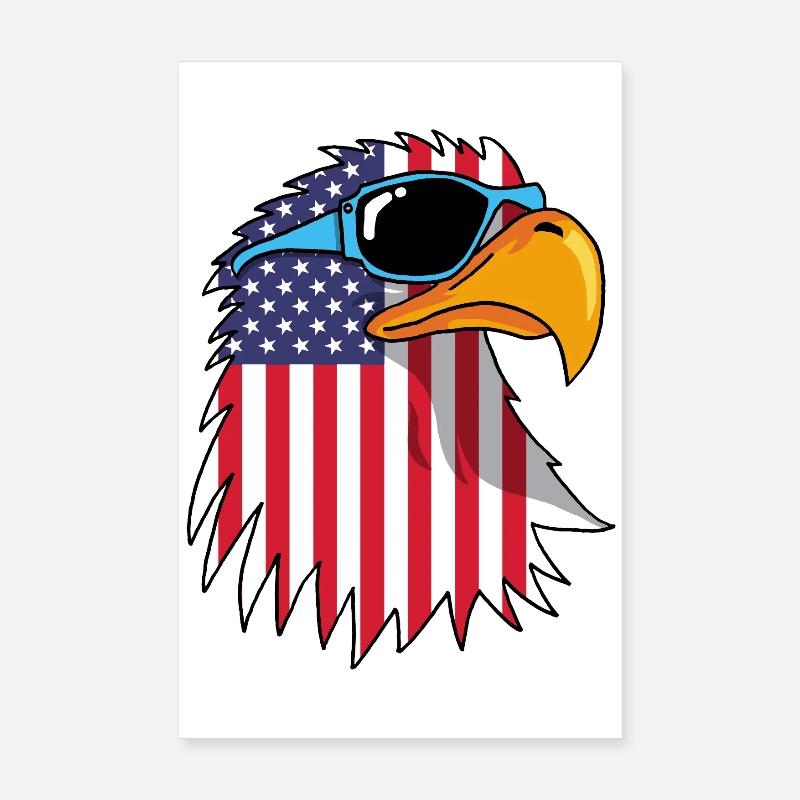 Eagle and American Flag Poster 8" x 12" (20x30 cm)