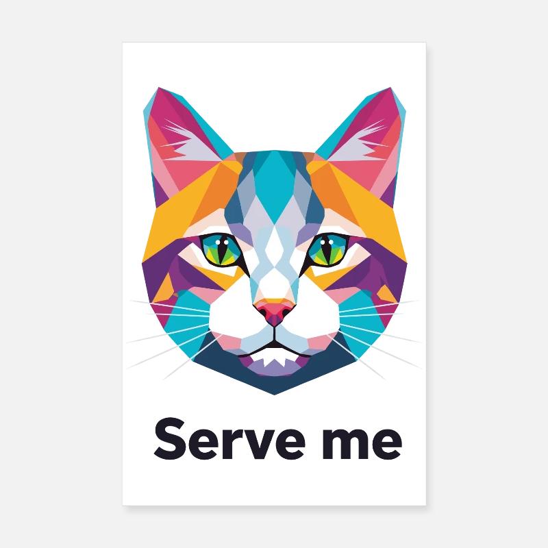 Illustration de chat géométrique coloré Poster 20 x 30 cm