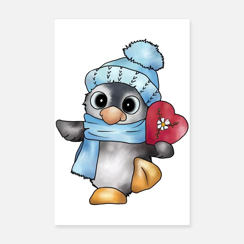 Pinguin mit Herz Poster 20x30 cm