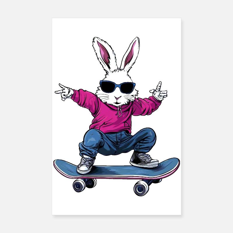 Skateboard Bunnies Poster 8" x 12" (20x30 cm)