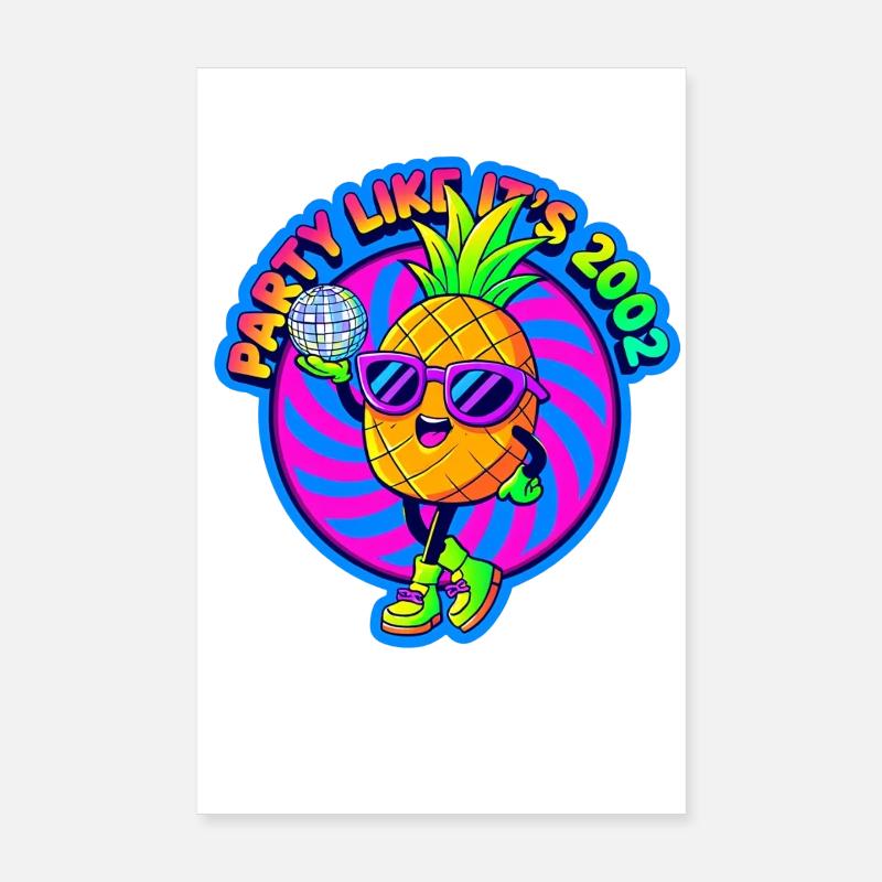 Ananas Party Neon Fruits avec Style V2K 2000's Poster 20 x 30 cm