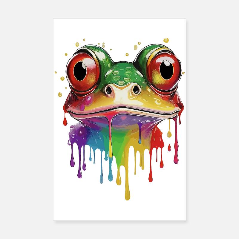 Impression d’art de grenouille arc-en-ciel colorée Poster 20 x 30 cm