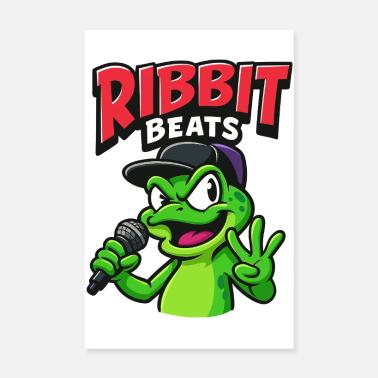 Drôle de grenouille avec microphone de rap Poster 20 x 30 cm