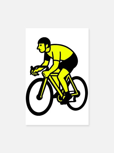 Neon Wheel Silhouette Cyclist - Poster 8" x 12" (20x30 cm) - white - Front