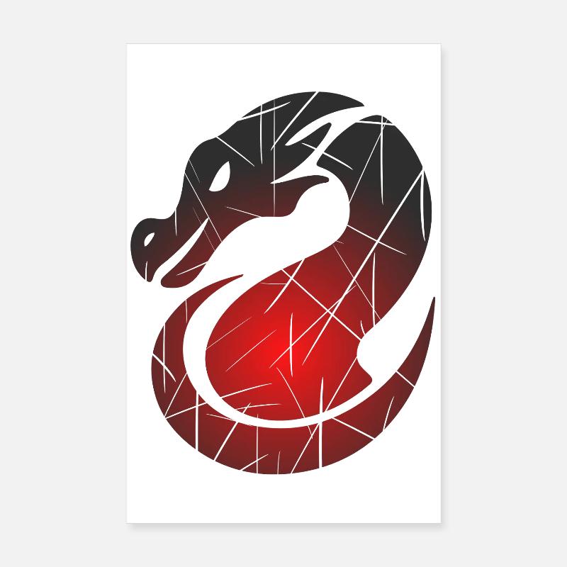 Roter Drachen mit Split-Textur Poster 20x30 cm