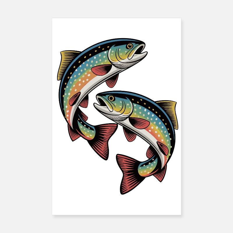 Zwei springende Forellen Poster 20x30 cm