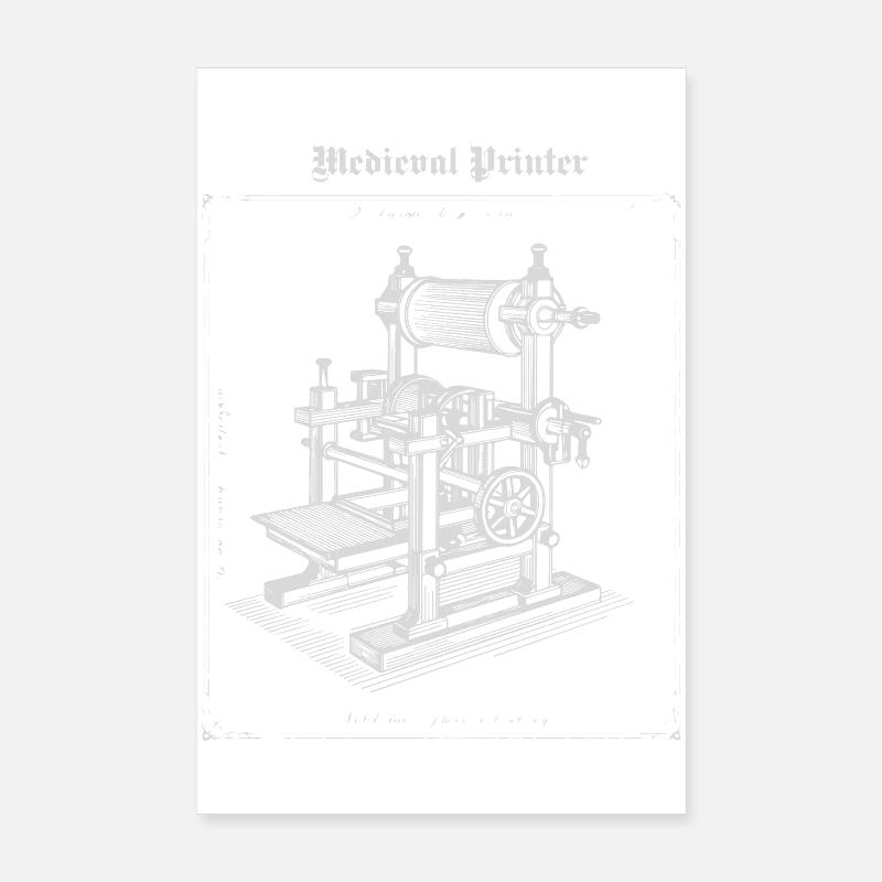 Antique Printer Machine Illustration Poster 8" x 12" (20x30 cm)