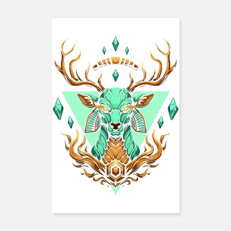 Türkis Elch Kristall Geometrie Poster 20x30 cm