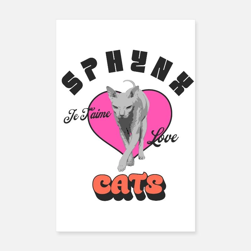 J’adore les chats Sphynx Lover Poster 20 x 30 cm